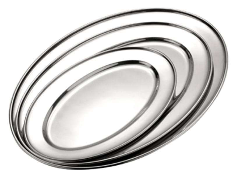 STAINLESS STEEL OVAL TRAY 14"