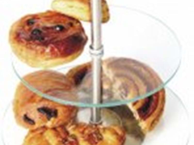 2 TIER GLASS CAKE STAND