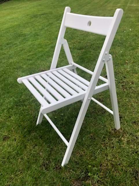 WOODEN WHITE FOLD FLAT CHAIR image