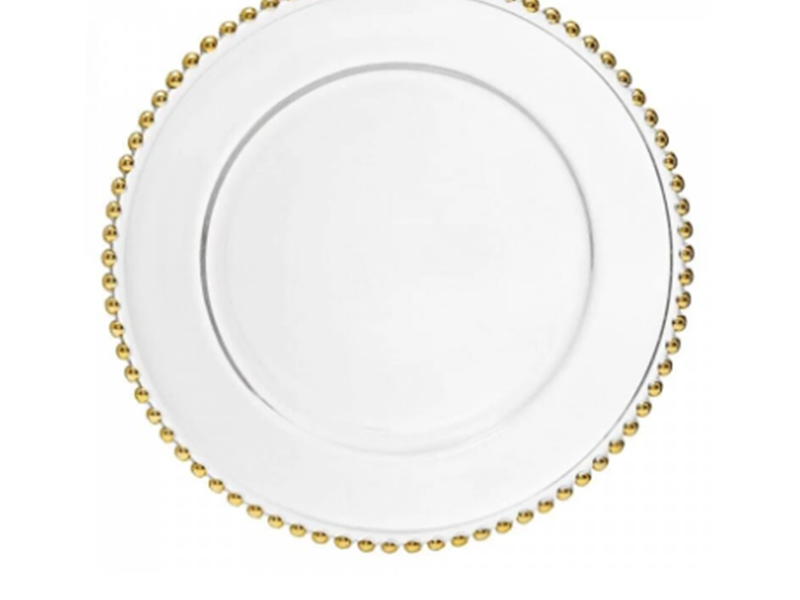GLASS GOLD BEADED CHARGER PLATE