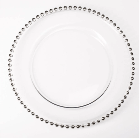 GLASS SILVER BEADED CHARGER PLATE image