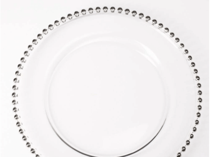 GLASS SILVER BEADED CHARGER PLATE