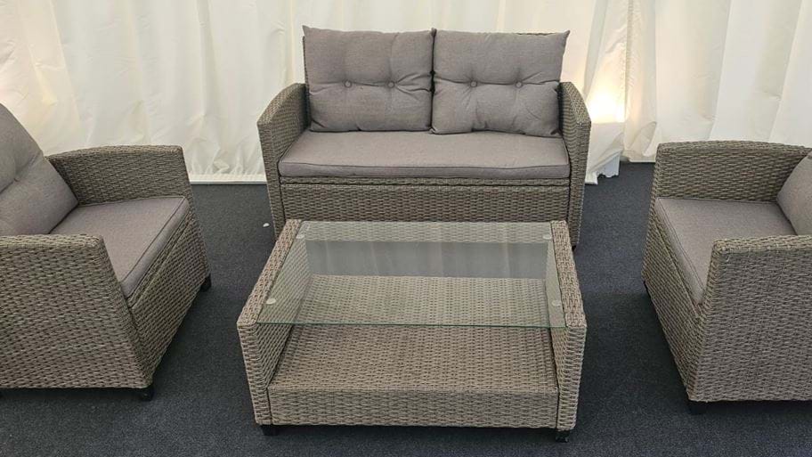 LUXURY RATTAN 4 SEATER PATIO GARDEN FURNITURE SET